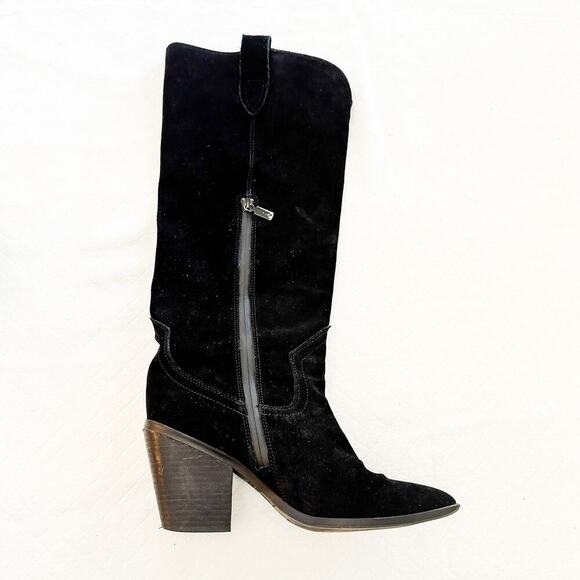Blondo Black Wylde Suede Leather Knee High Heeled Boots Size 10 - Picture 5 of 5